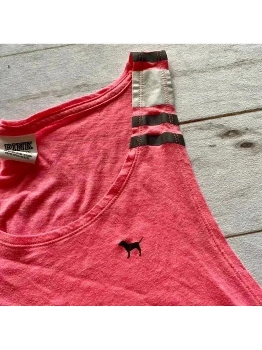 PINK Victoria Secret Hot Pink stripe Tank Sz L/G - Picture 9 of 11